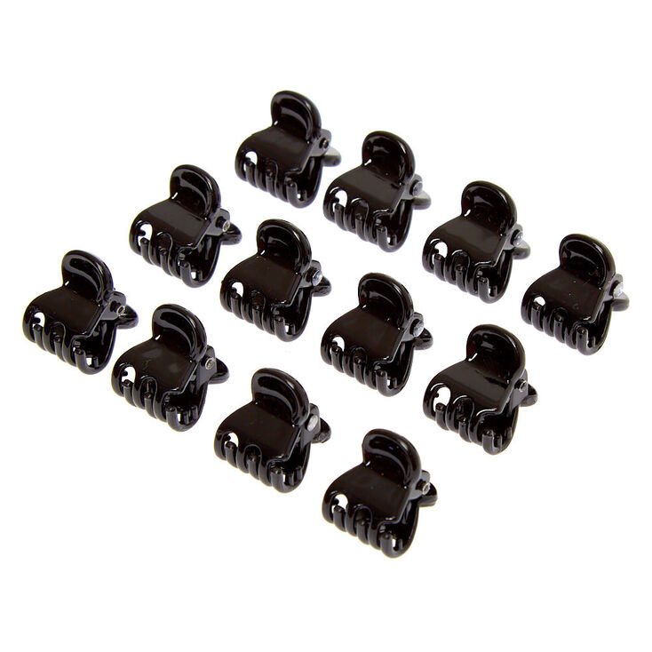 Claire's Mini pinces à cheveux de couleur unie - Noir, lot de 12