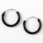 Sterling Silver 10MM Hoop Earrings - Black,