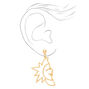 Gold 3&quot; Sun &amp; Crescent Moon Outline Drop Earrings,