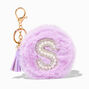 Purple Furry Pearl Initial Coin Purse Keyring - S,