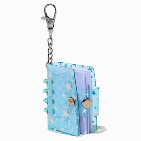Silver Stars Blue Mini Diary Keychain,