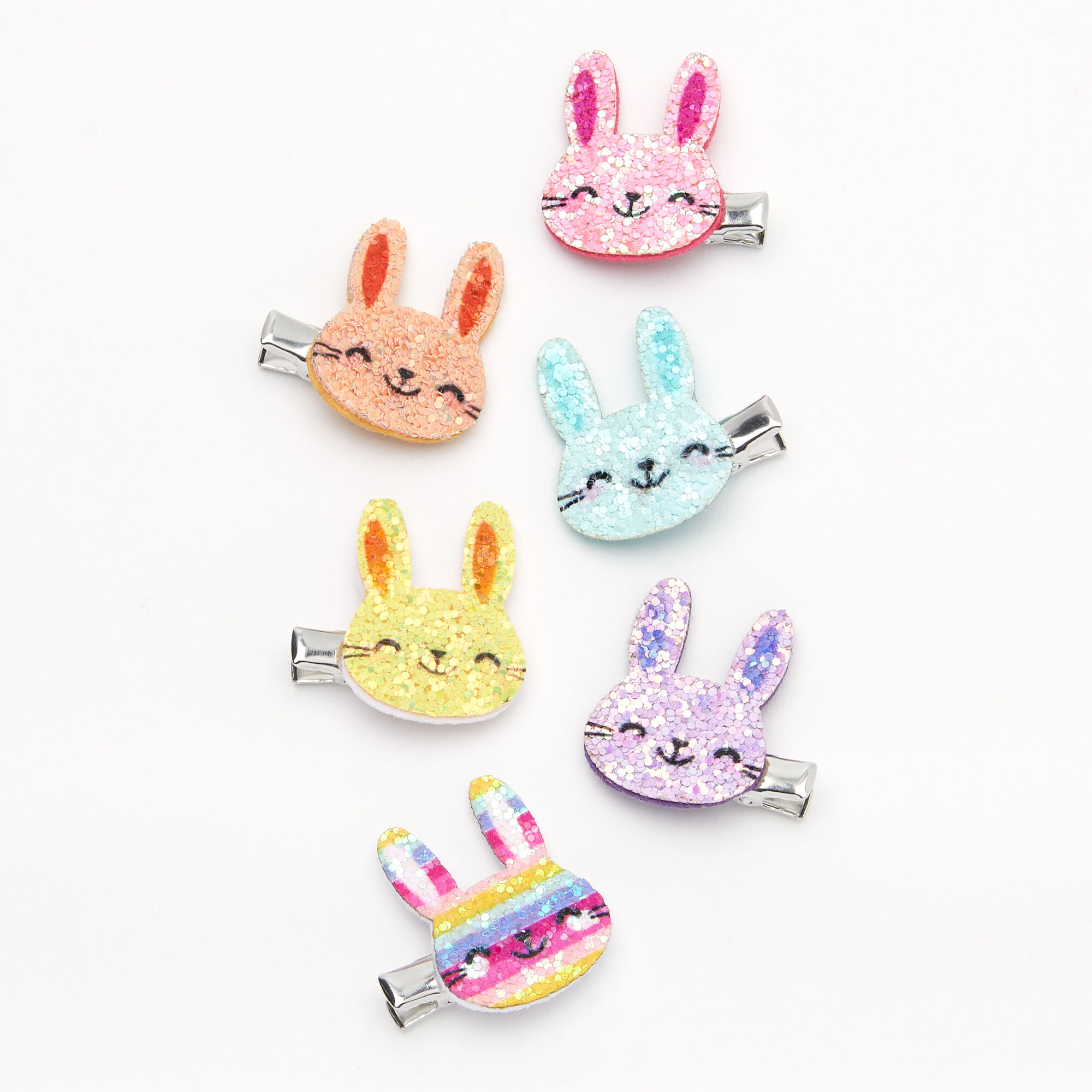 Claire's Club Glitter Bunny Rabbit Hair Clips - 6 Pack | Claire's