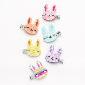 Claire&#39;s Club Glitter Bunny Rabbit Hair Clips - 6 Pack,