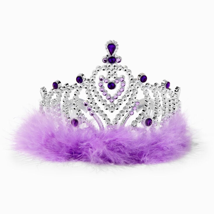 Couronne couleur argent&eacute;e plumes marabou violette Claire&#39;s Club,