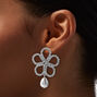 Pendantes fleurs strass et perle d&#39;imitation,