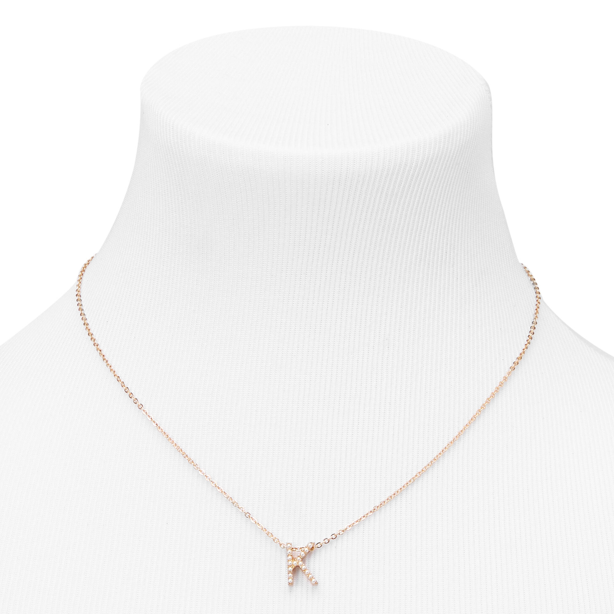 Gold Mini Pearl Initial Pendant Necklace K Claire s US