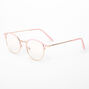 Gold Round Pink Browline Clear Lens Frames,