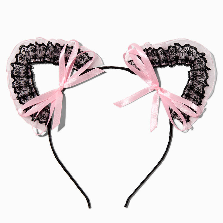 Black Lace Cat Ears Headband,