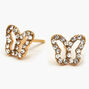 18ct Gold Plated Crystal Butterfly Stud Earrings,