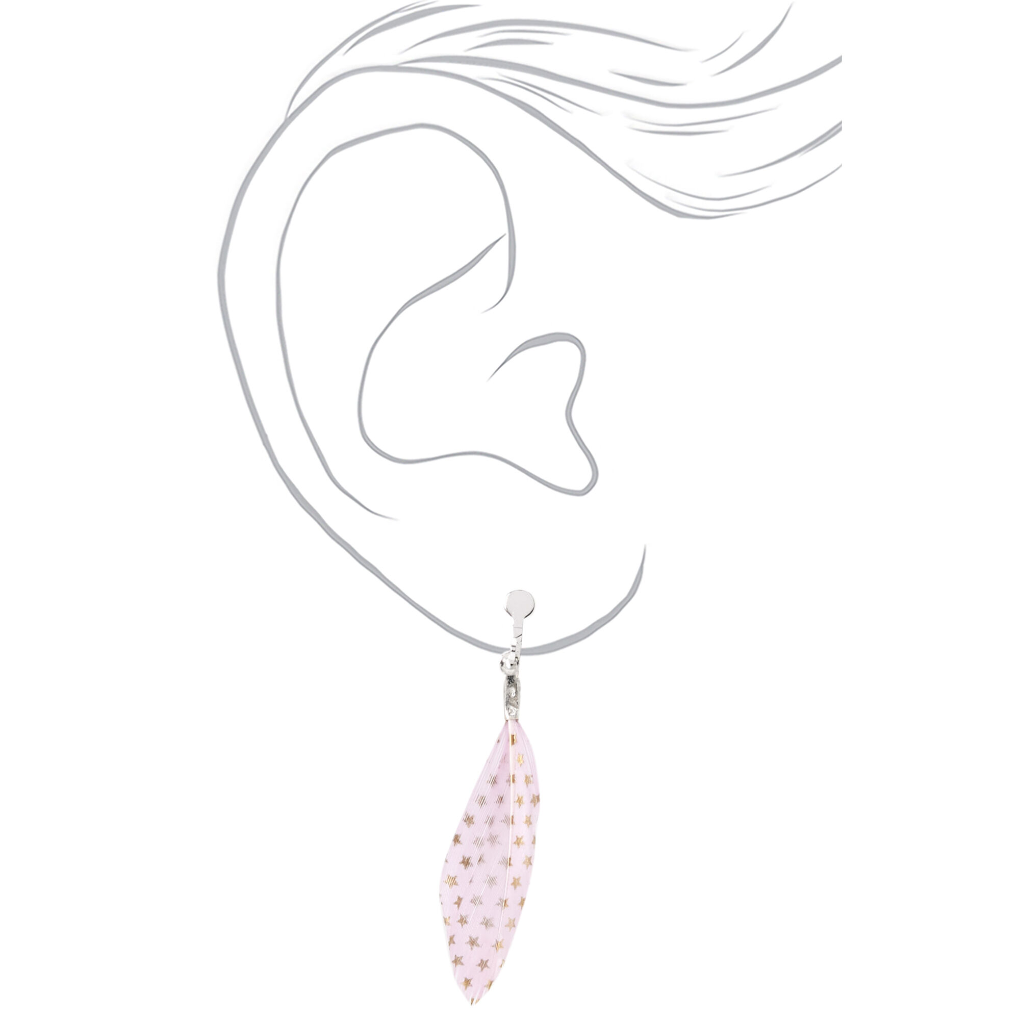 Silver 1.5" Feather Clip On Drop Earrings - 3 Pack,
