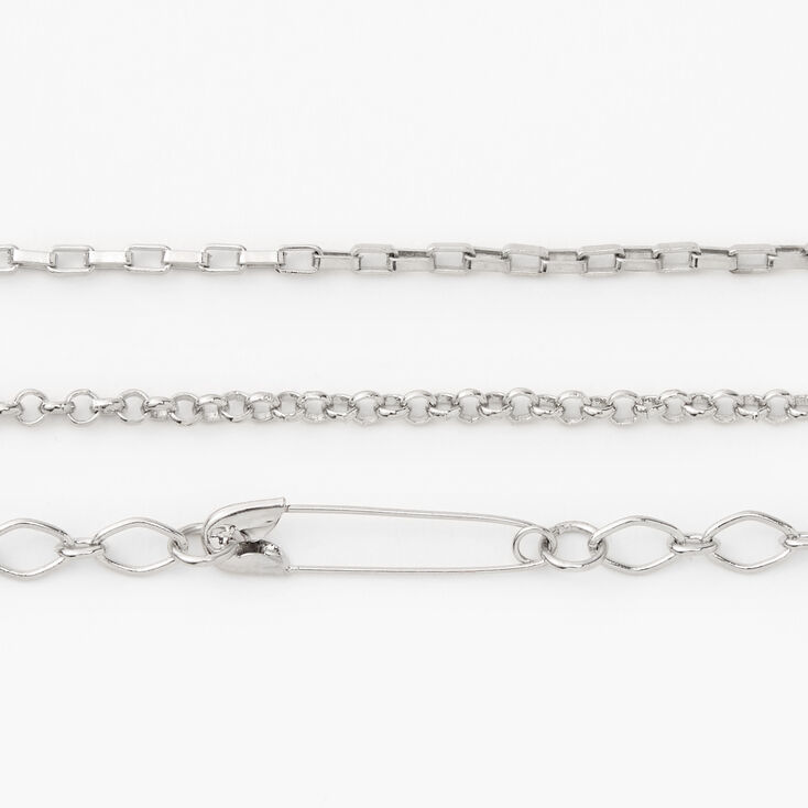 Silver Paperclip Chain Choker Necklaces - 3 Pack,