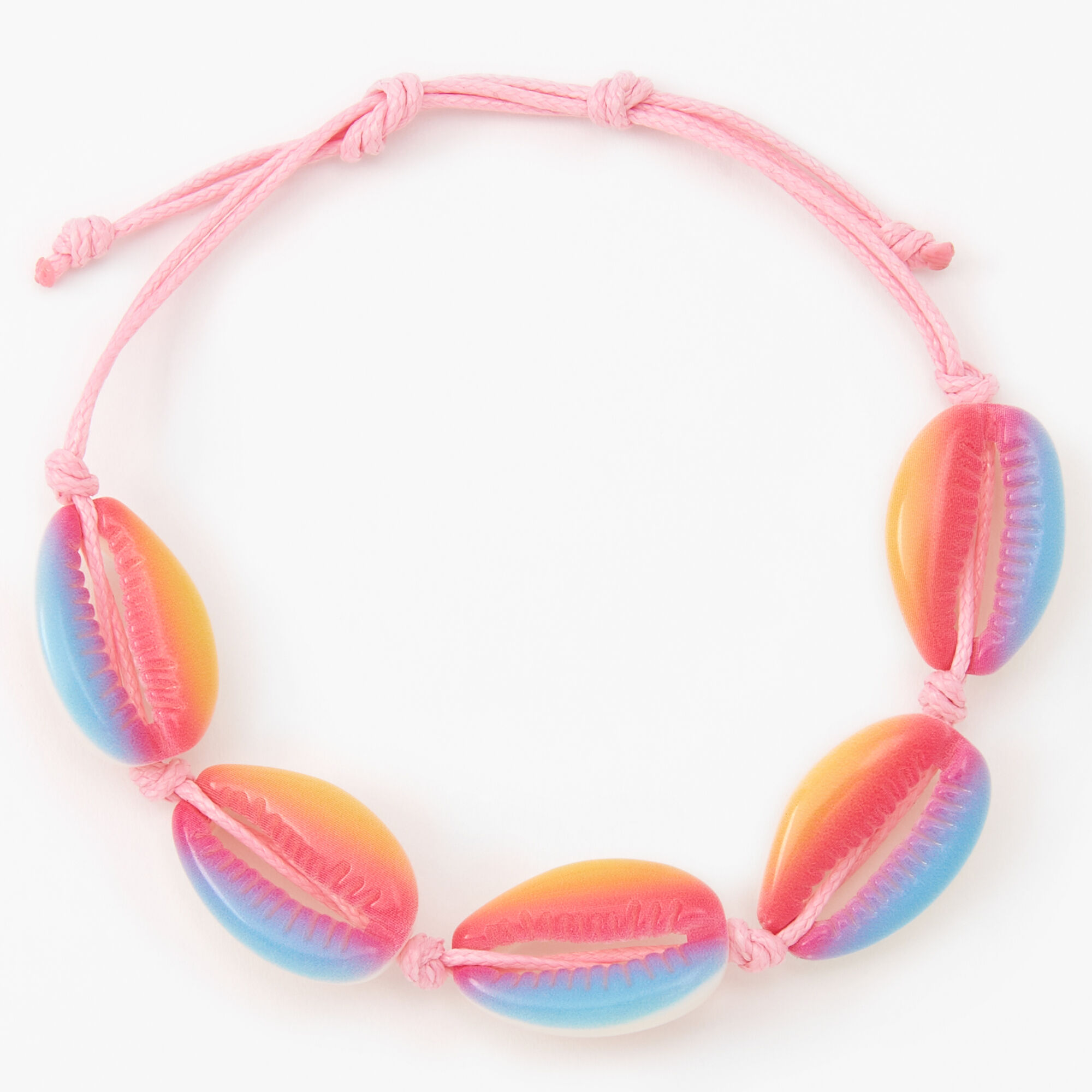 Pink Ombre Cowrie Shell Adjustable Cord Bracelet