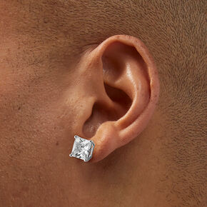 C LUXE by Claire&#39;s Sterling Silver Cubic Zirconia 8mm Square Stud Earrings,