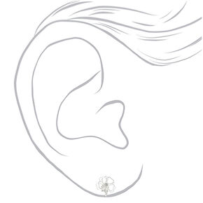 Silver Flower Clip On Stud Earrings,