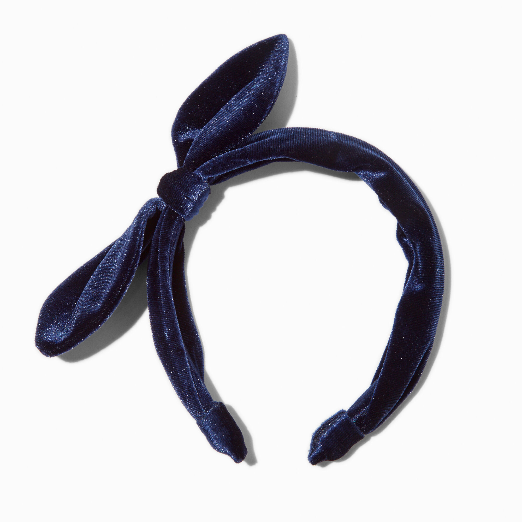 Claire's Club Navy Blue Velvet Knotted Bow Headband,