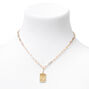 Gold Rectangle Zodiac Symbol Pendant Necklace - Gemini,