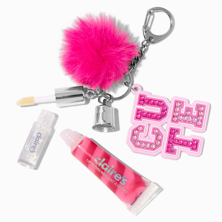 Pink Varsity Cute Lip Gloss Keychain,