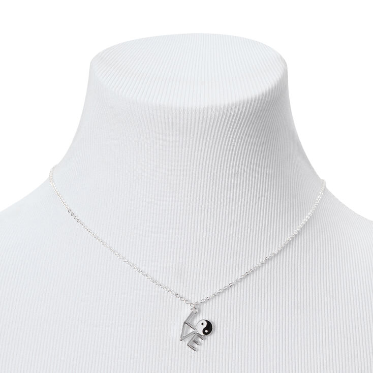 Yin Yang Love 16&quot; Silver Pendant Necklace,