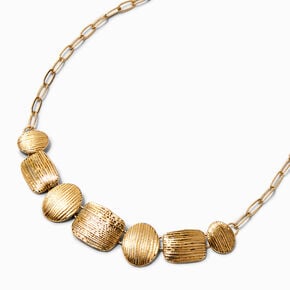 Gold-tone Textured Shapes Mini Bib Statement Necklace,