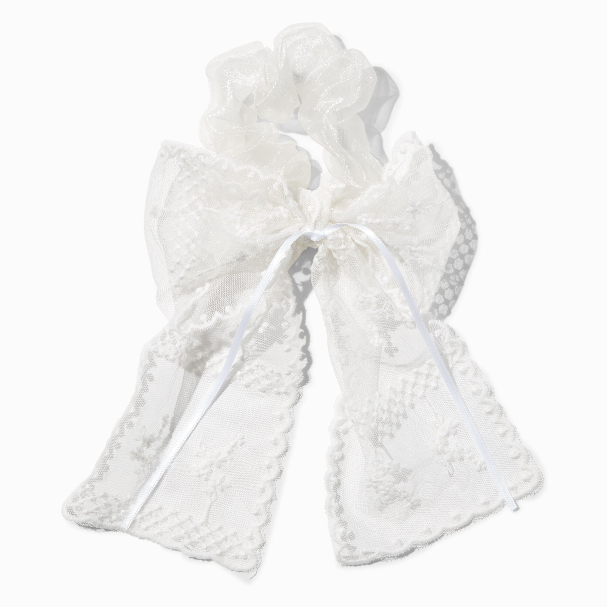 White Lace Hair Bow Scrunchie,