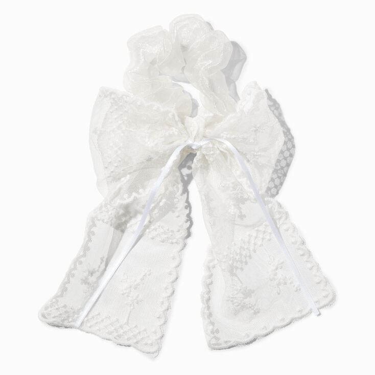 White Lace Hair Bow Scrunchie,