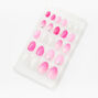 Ombre Pink Heart Round Vegan Press On Faux Nail Set - 24 Pack,