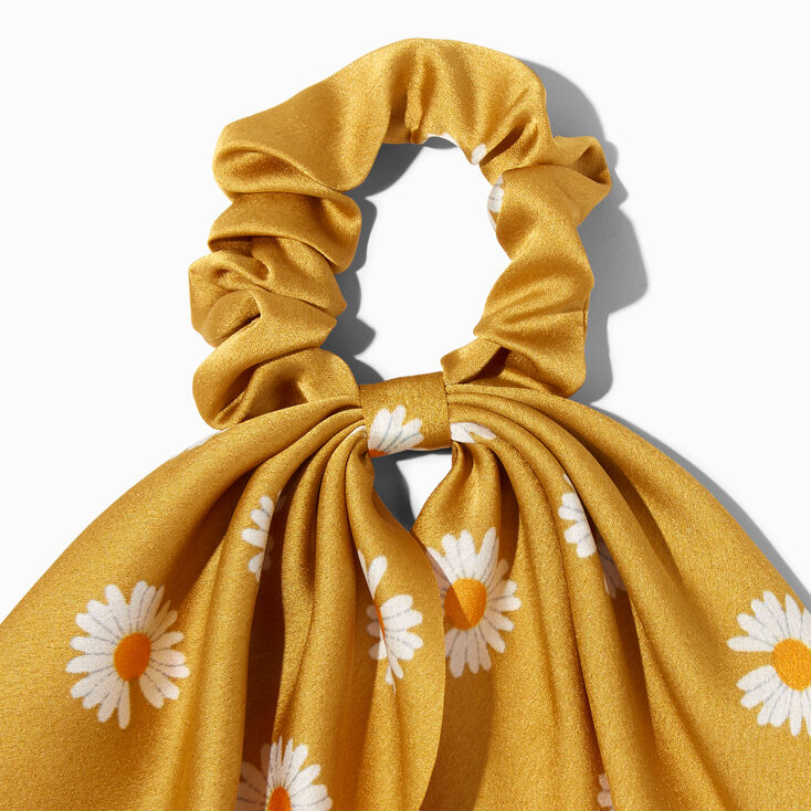 Silky Yellow Daisy Hair Scrunchie Scarf,