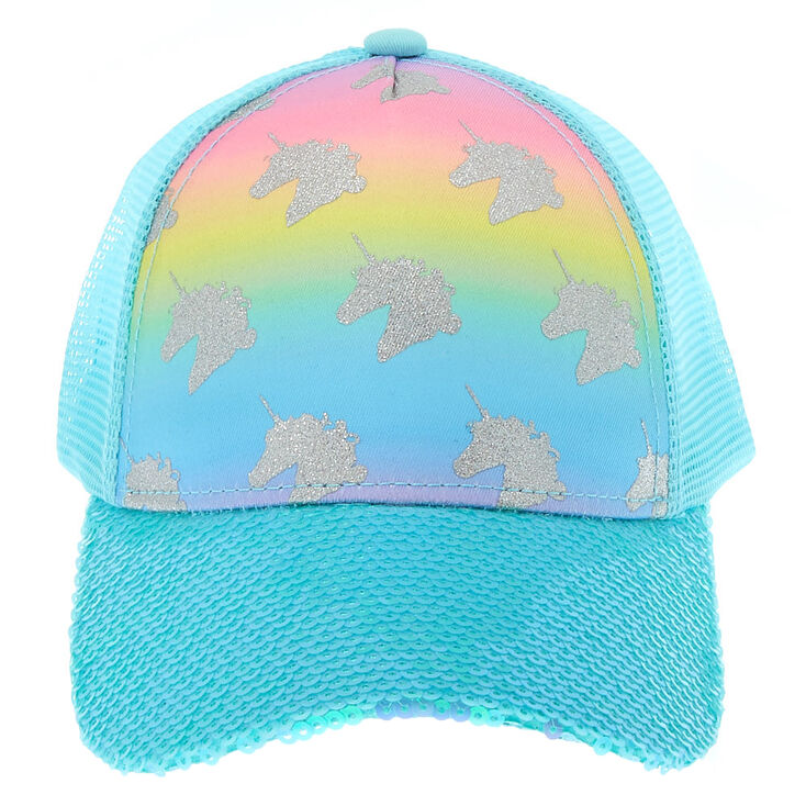 Unicorn Rainbow Print Baseball Cap - Turquoise,