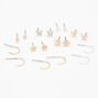 Mixed Metal Flower Butterfly Earrings - 9 Pack,