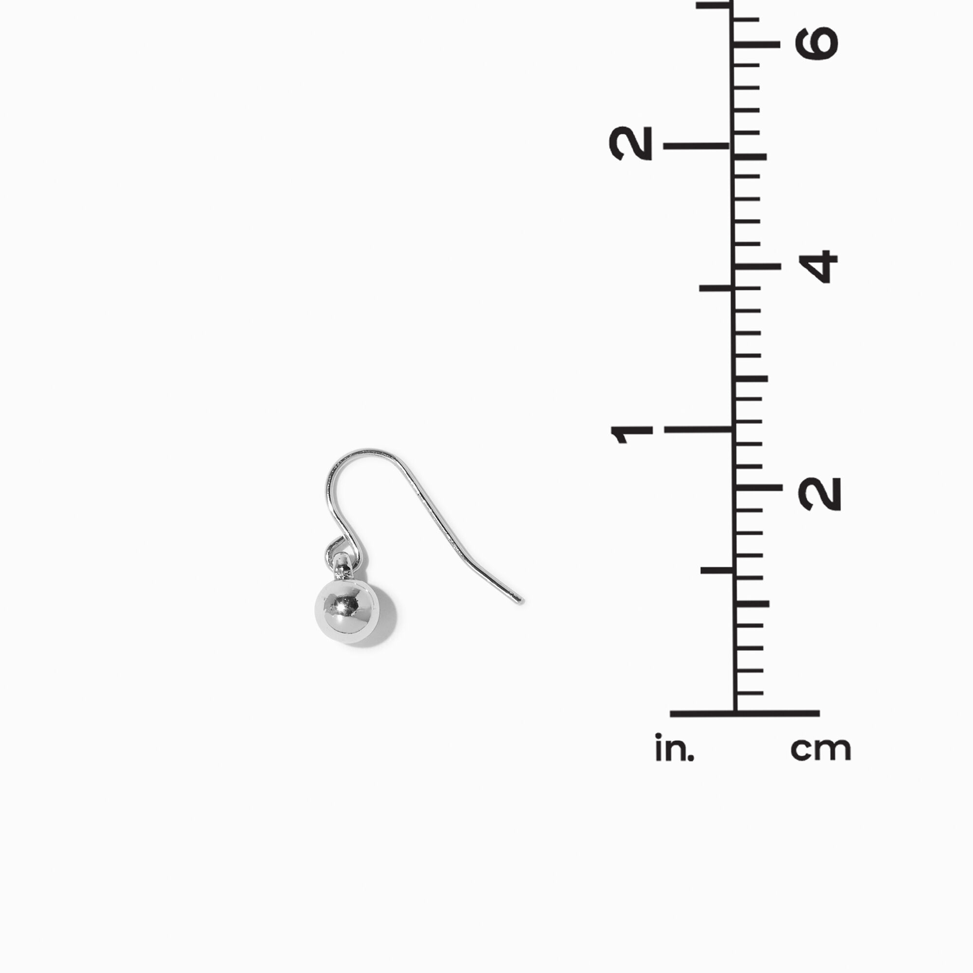 Silver 1'' 8MM Ball Drop Earrings,