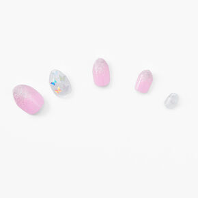 Glitter Butterfly Stiletto Press On Vegan Faux Nail Set - 24 Pack,