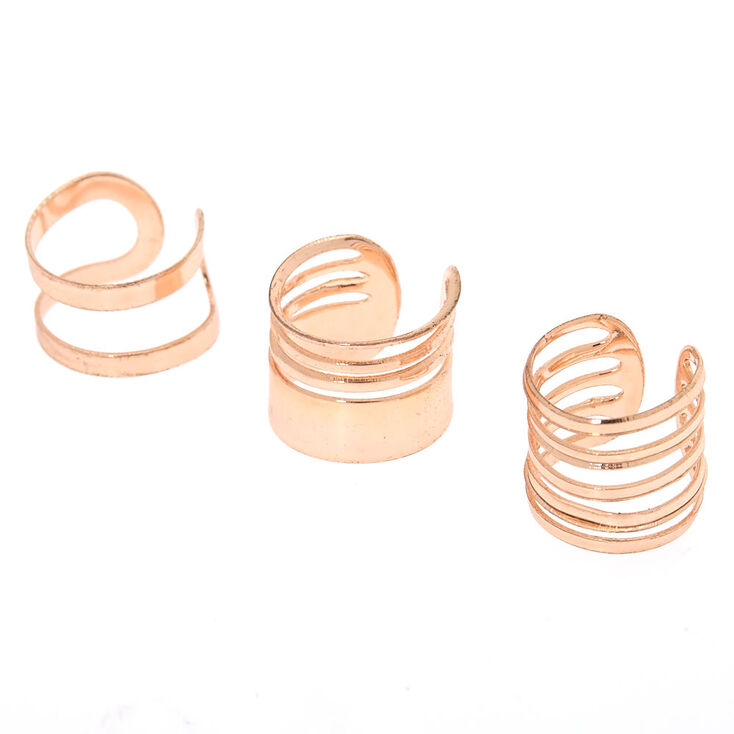 Rose Gold Wire Ear Cuffs - 3 Pack,