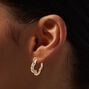 Gold-tone Crystal Pav&eacute; Clover Hoop Earrings,