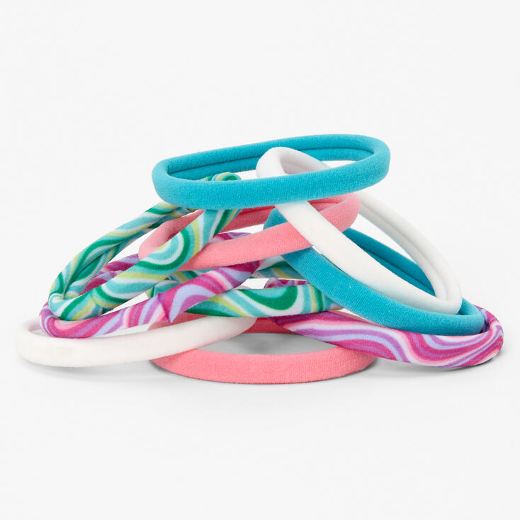 Pink &amp; Blue Swirls Rolled Hair Ties - 10 Pack,