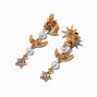 Pendantes &agrave; clip perle d&#39;imitation et strass c&eacute;lestes,