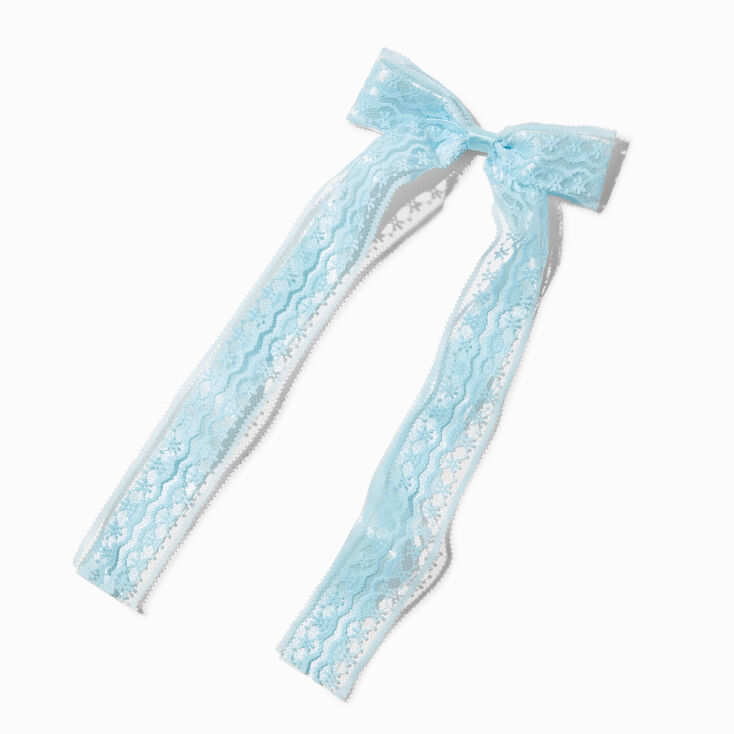 Light Blue Lace Satin Hair Bow Clip,