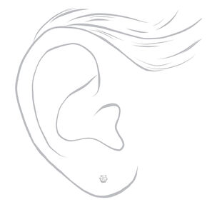 Clous d&#39;oreilles ronds avec strass en zircon cubique d&#39;imitation couleur argent&eacute;e - 2&nbsp;mm,