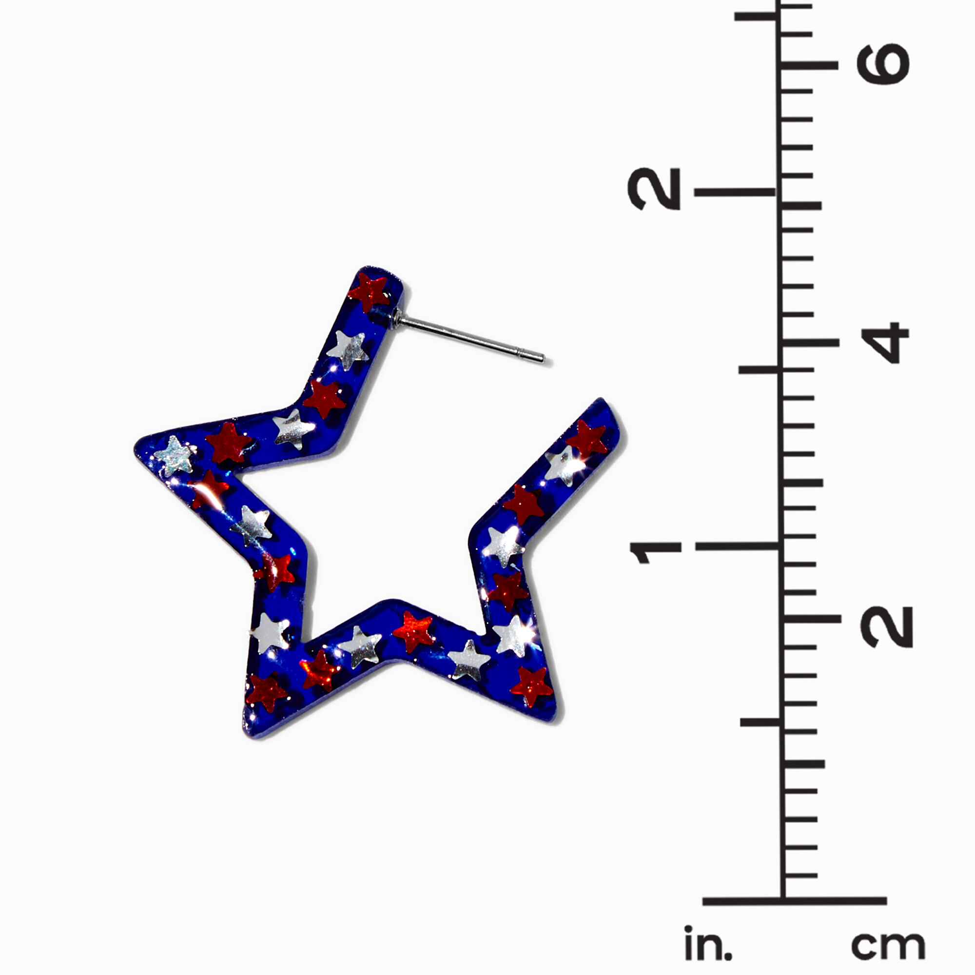 Red, White, & Blue Star Hoop Earrings,