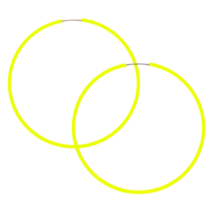 60MM Neon Hoop Earrings -  Yellow,