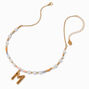 Gold-tone Bubble Initial Pastel Beaded Pendant Necklace - M,