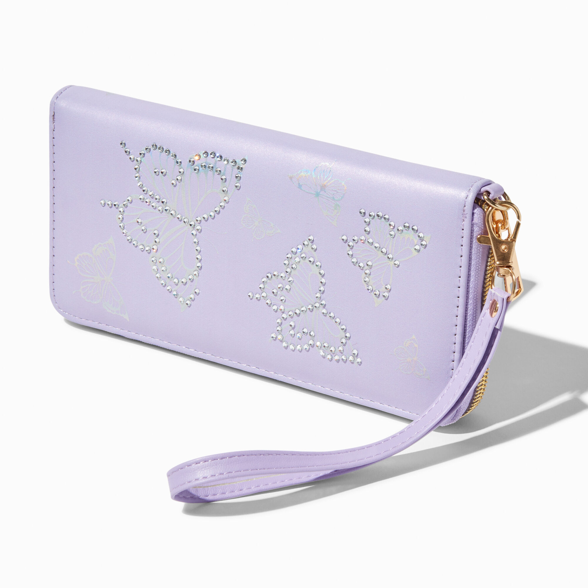 View Claires Lavender Embellished Butterfly Wristlet information