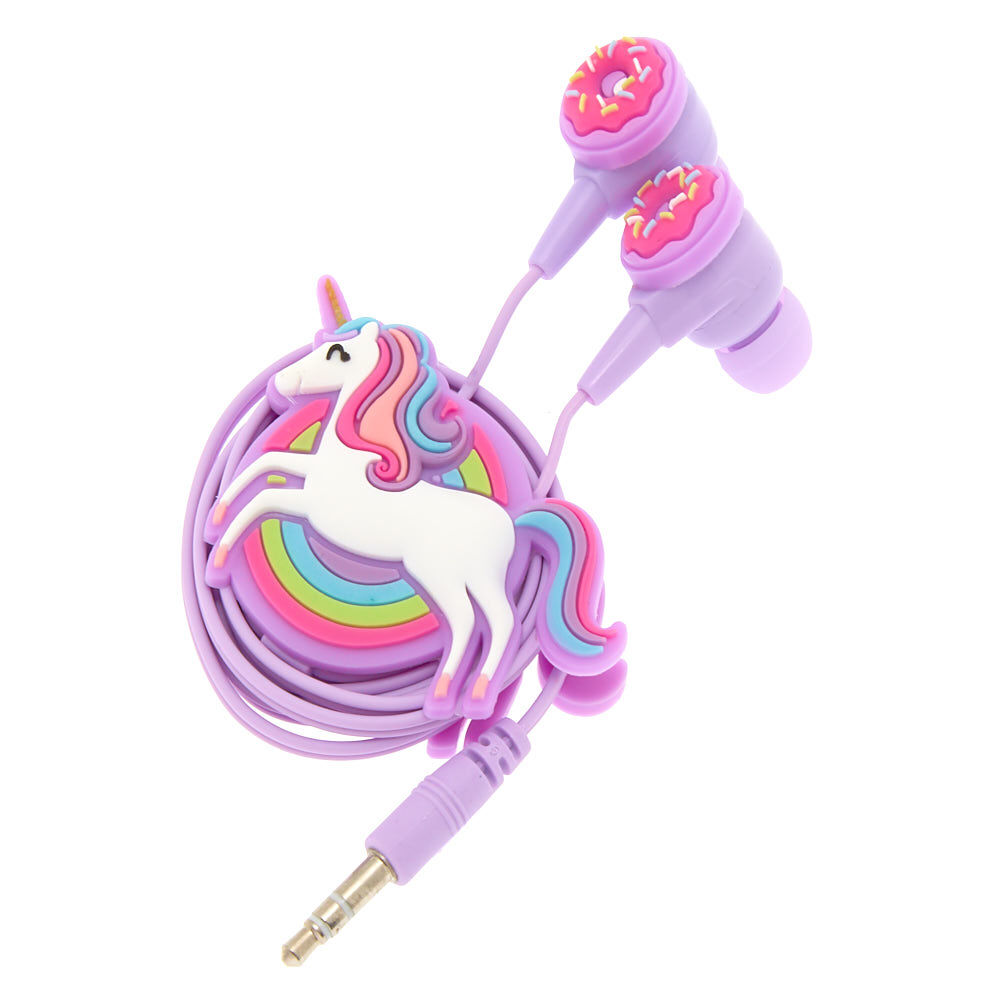 Écouteurs et enrouleur licorne ton pastel,