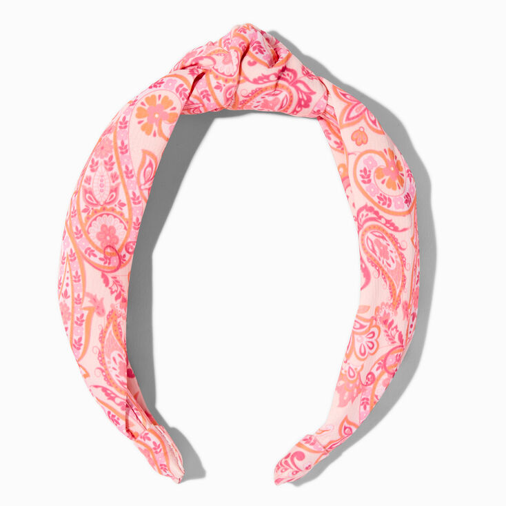 Pink Paisley Knotted Headband,