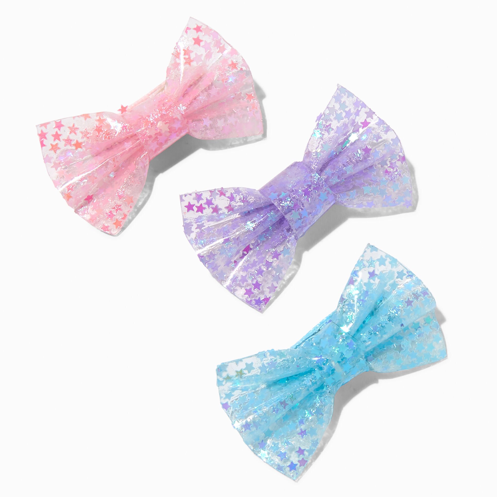 View Claires Club Mermaid Star Glitter Hair Bow Clips 3 Pack information