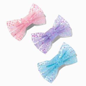 Claire&#39;s Club Mermaid Star Glitter Hair Bow Clips - 3 Pack,
