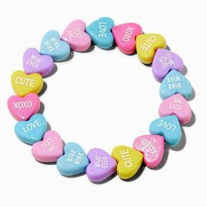 Conversation Hearts Beaded Stretch Necklace &amp; Bracelet Set - 2 Pack,