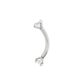 Barre piercing rook couleur argent&eacute; avec zircon cubique d&#39;imitation,