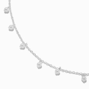 White Pearl Confetti Charm Necklace ,
