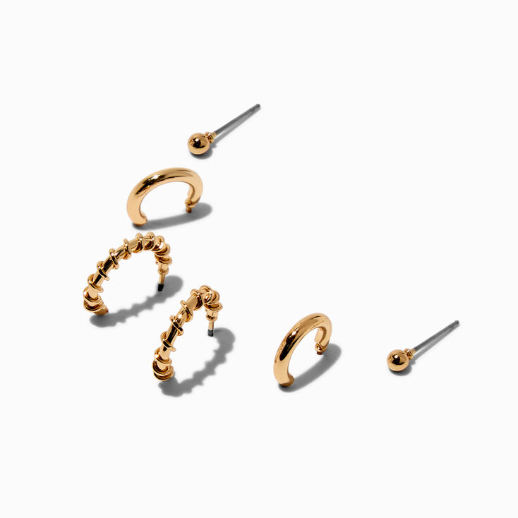 Gold-tone Barbed Wire Earring Stackables Set - 3 Pack