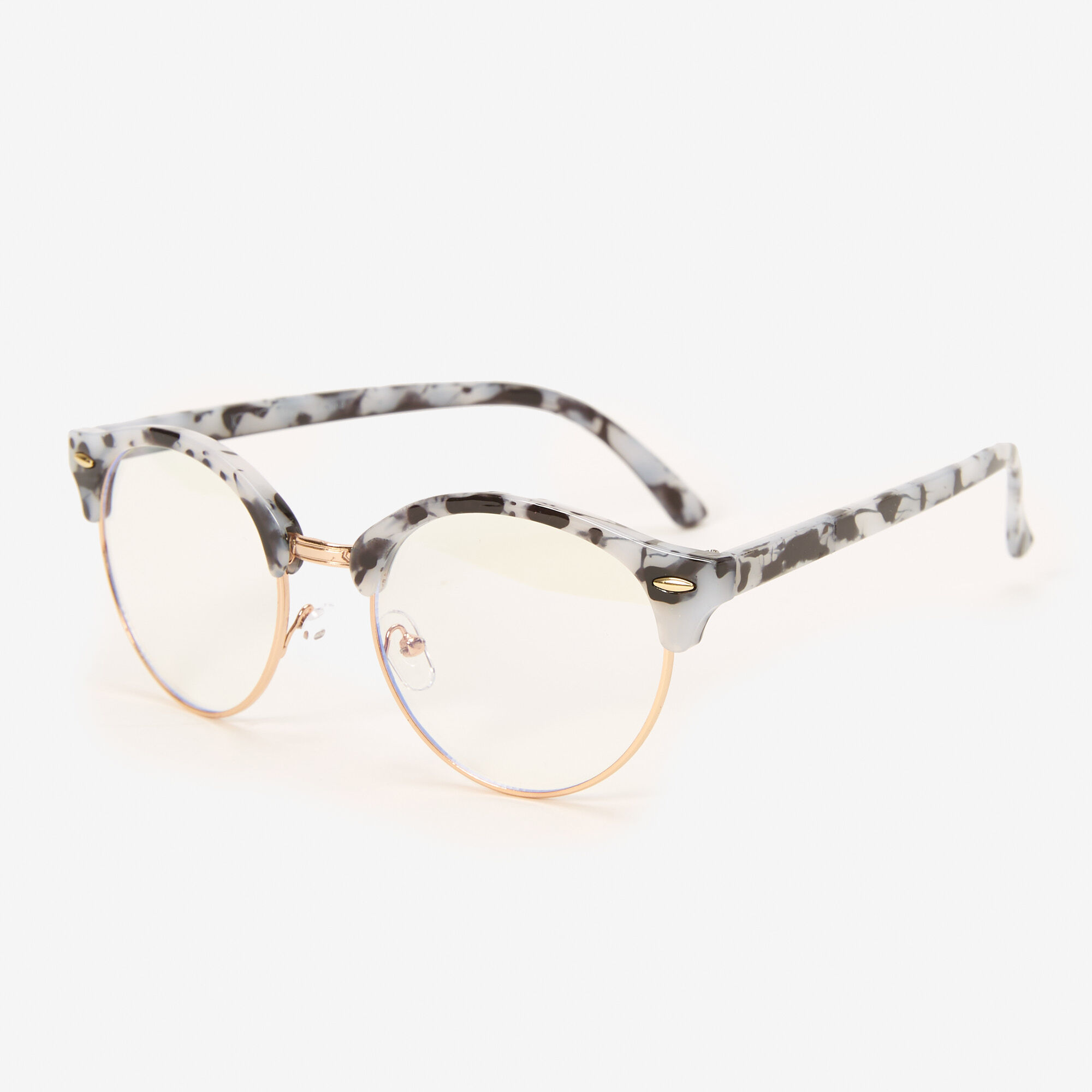 Claire's Lunettes à verres transparents avec ligne de sourcils motif écaille de tortue - Noir